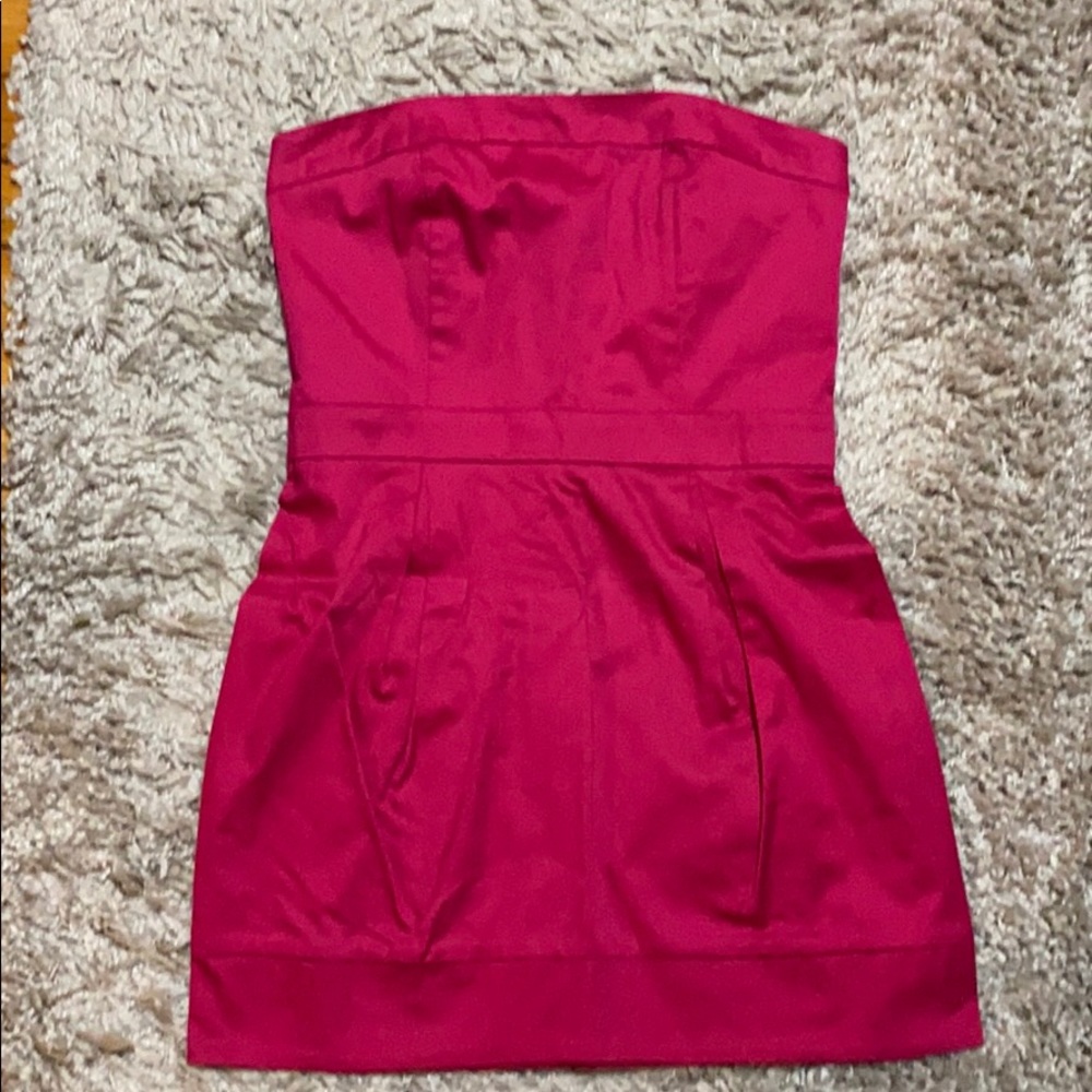 MANGO !! DRESS !! STRAPLESS!! PINK!! MEDIUM!